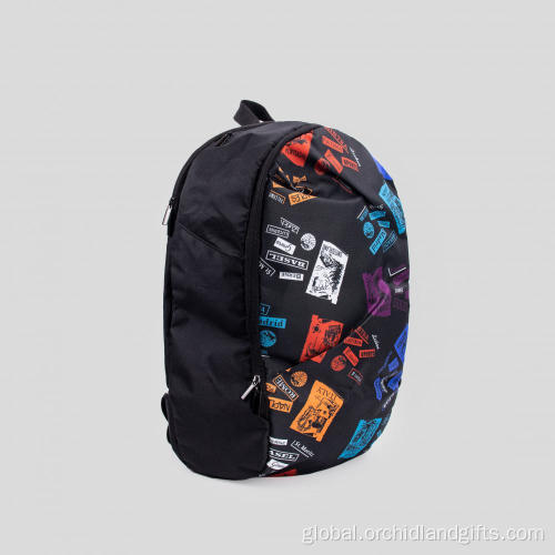 Black Printed Large Capacity Backpack